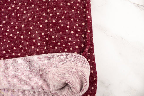 Red and Cream Mini Polka Dots Sweater Knit Fabric Remnant 2 yards